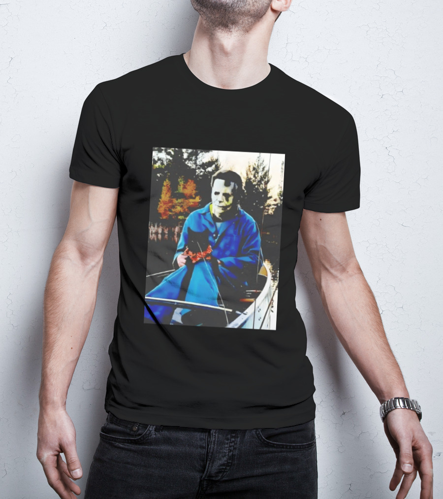Michael Myers Lake Fishing With Cat In Boat T-Shirt