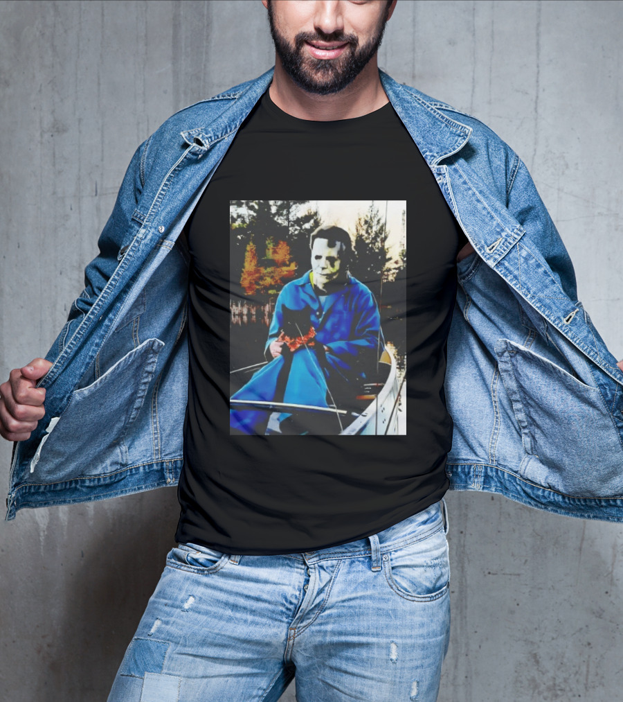 Michael Myers Lake Fishing With Cat In Boat T-Shirt