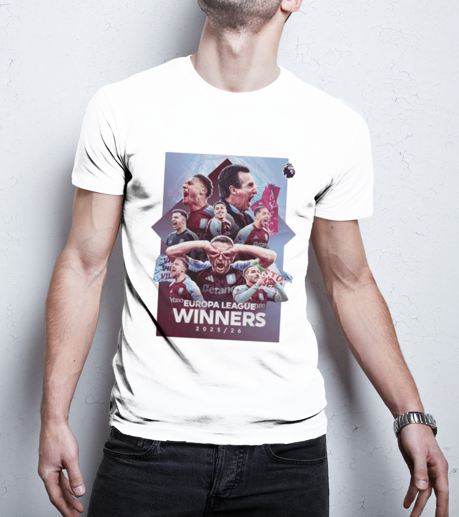 Aston Villa Europa League Champions 2025 2026 Betano Premier League T-Shirt