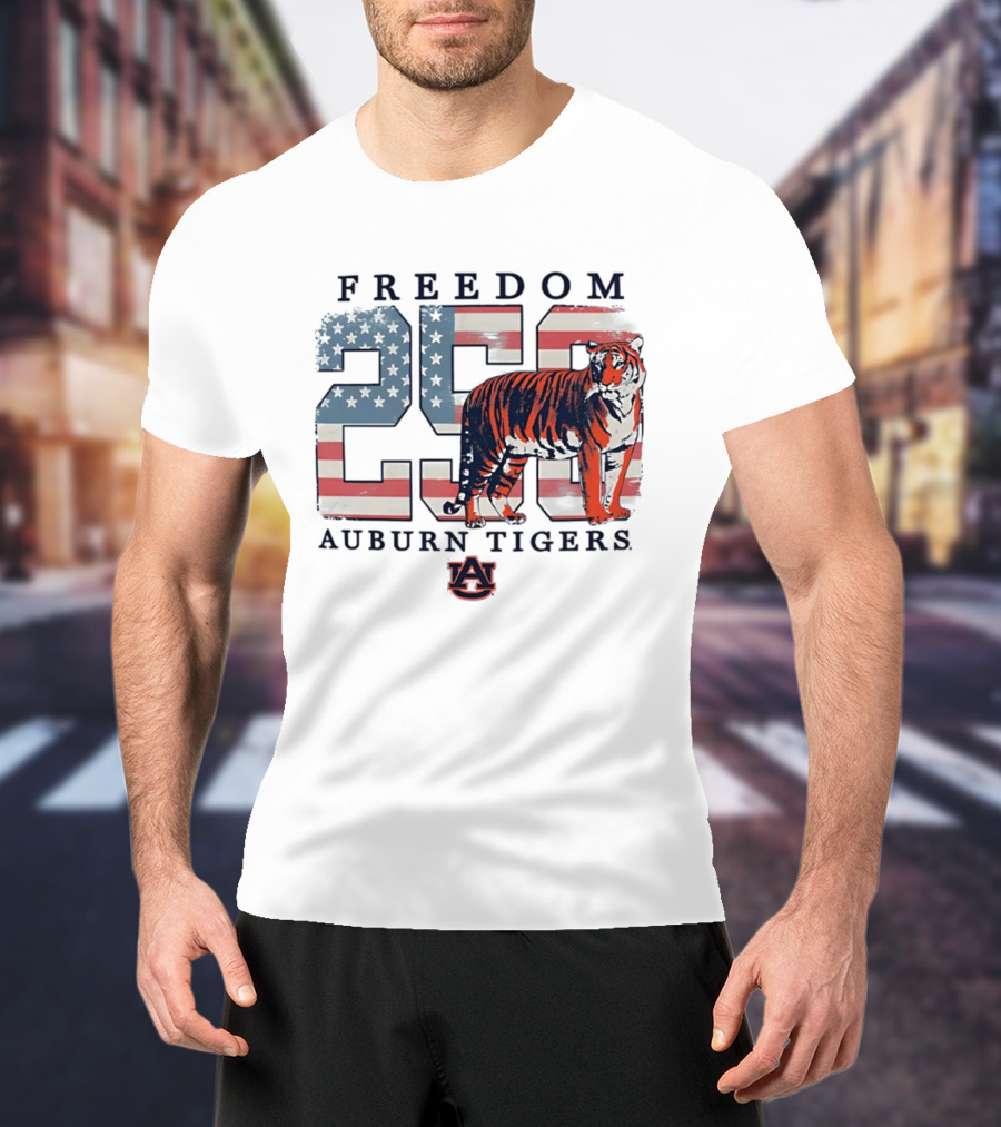 Freedom 250 Auburn Tigers Americana Flag Tiger T-Shirt