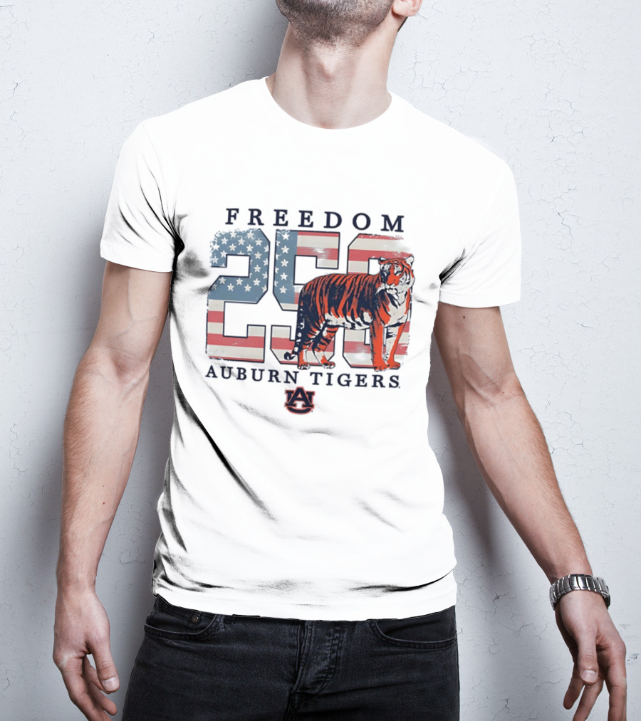 Freedom 250 Auburn Tigers Americana Flag Tiger T-Shirt