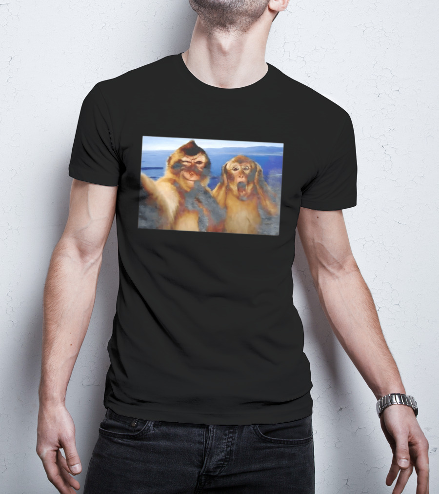 Funny Thinking Monkey Meme Surprised Expression Moments T-Shirt