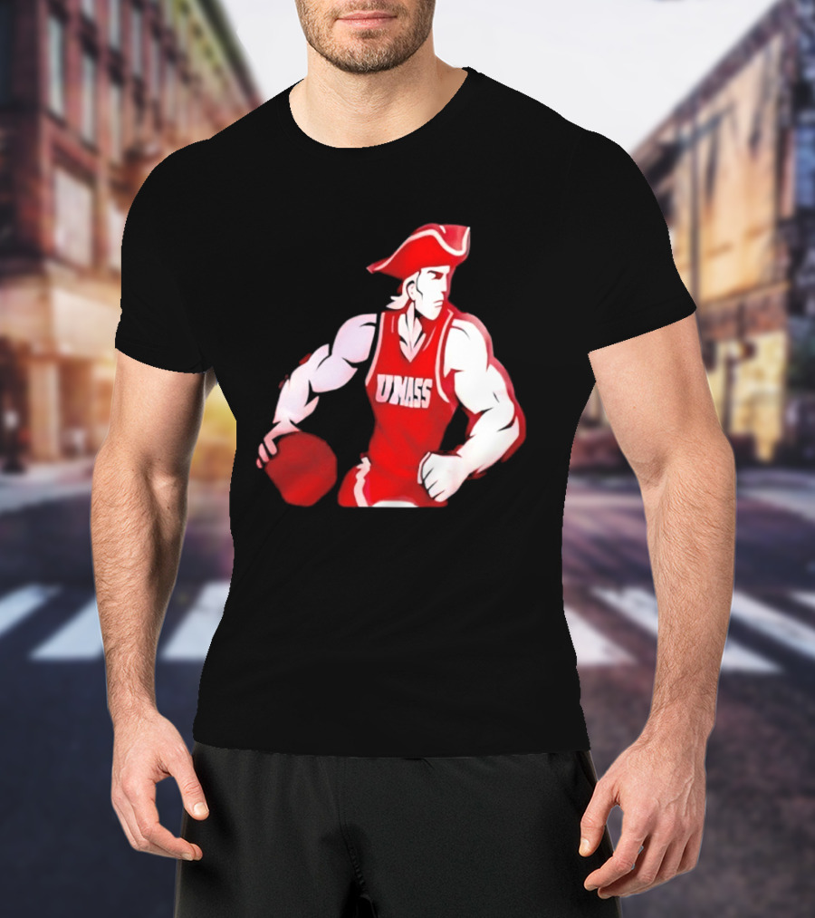 UMass Minutemen Basketball Red Jersey Embroidery T-Shirt