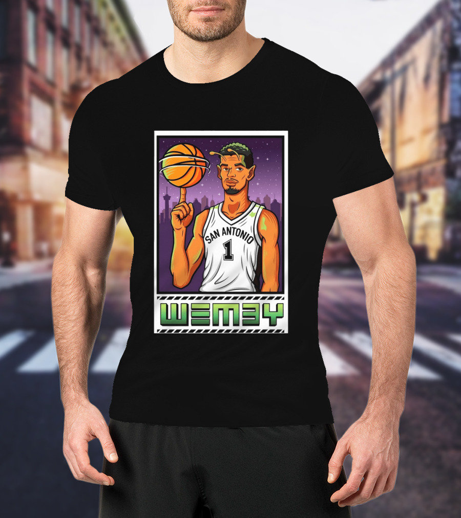 Wembanyama San Antonio Spurs Wemby Giclee Basketball Star Number 1 T-Shirt