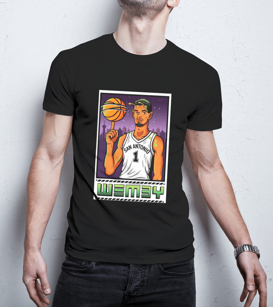 Wembanyama San Antonio Spurs Wemby Giclee Basketball Star Number 1 T-Shirt