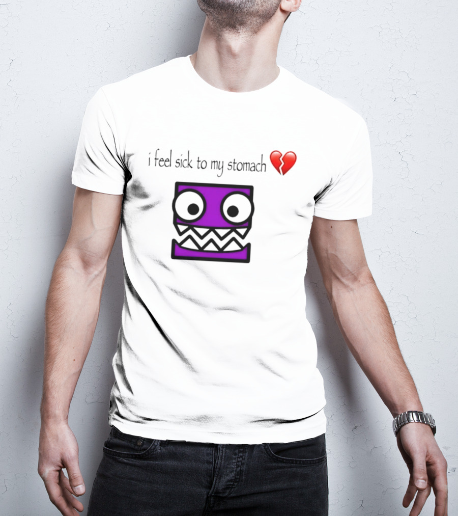Geometry Dash I Feel Sick To My Stomach Broken Heart Pixel Art Monster T-Shirt