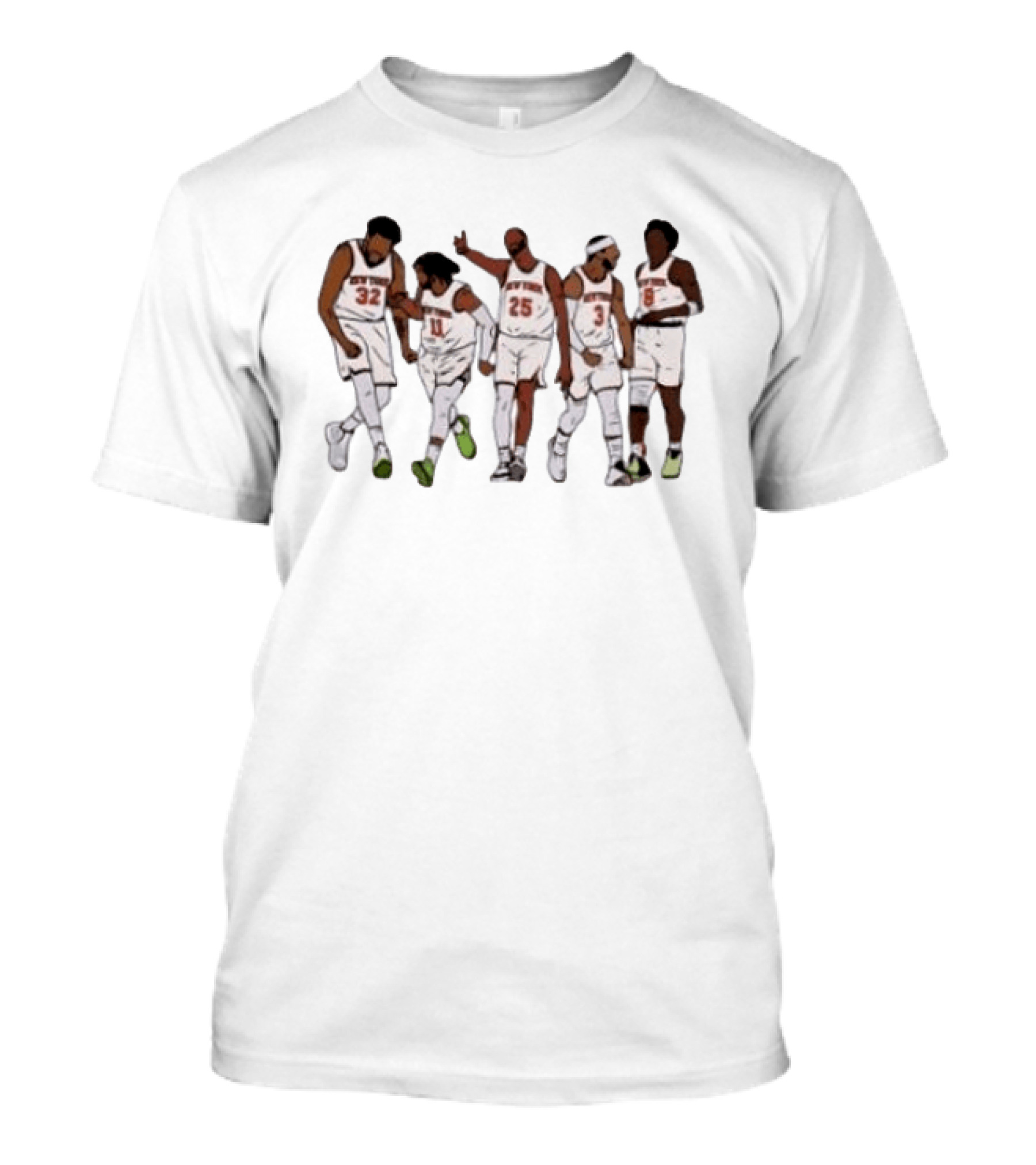 Jon Stewart Wearing New York Knicks Starting Five Basketball Players T-Shirt