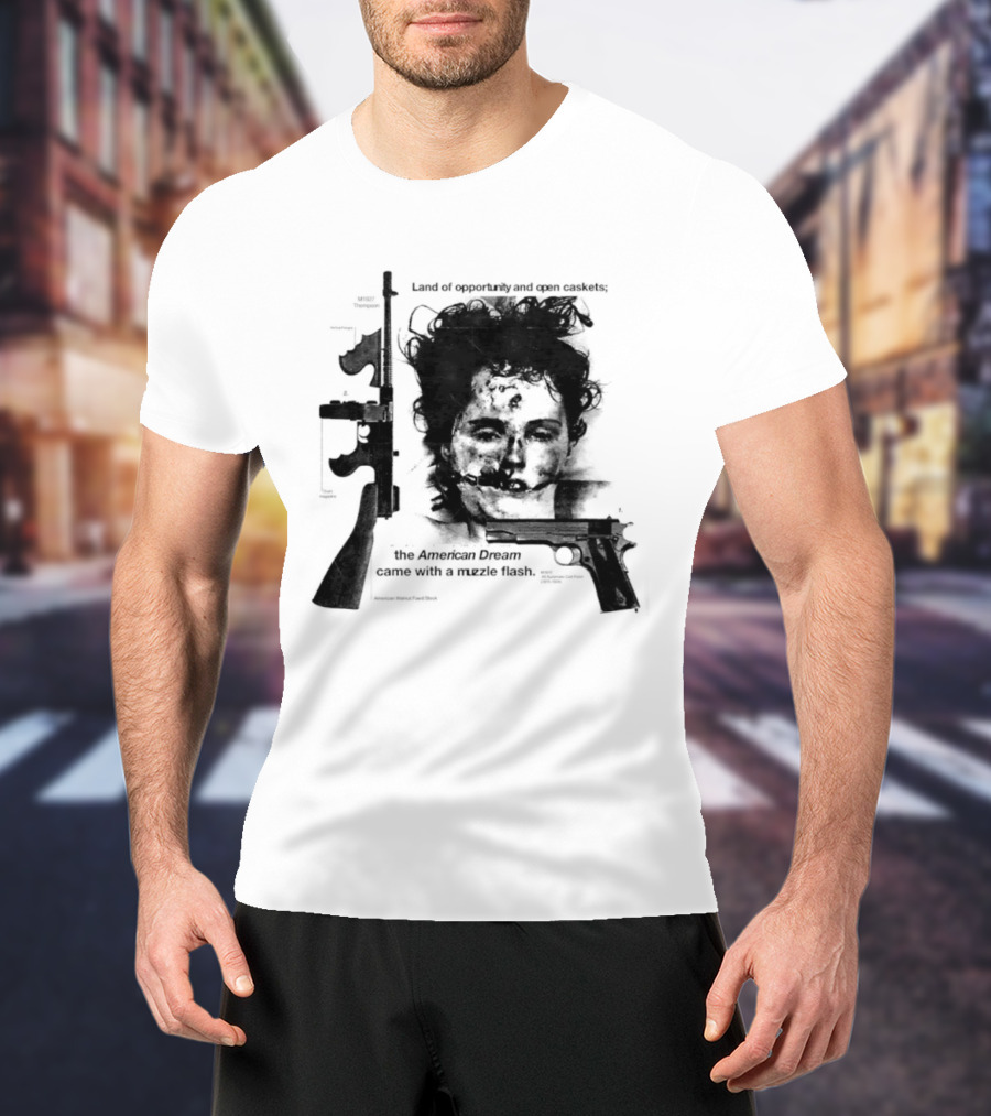 Land Of Opportunity Open Caskets American Dream Muzzle Flash T-Shirt