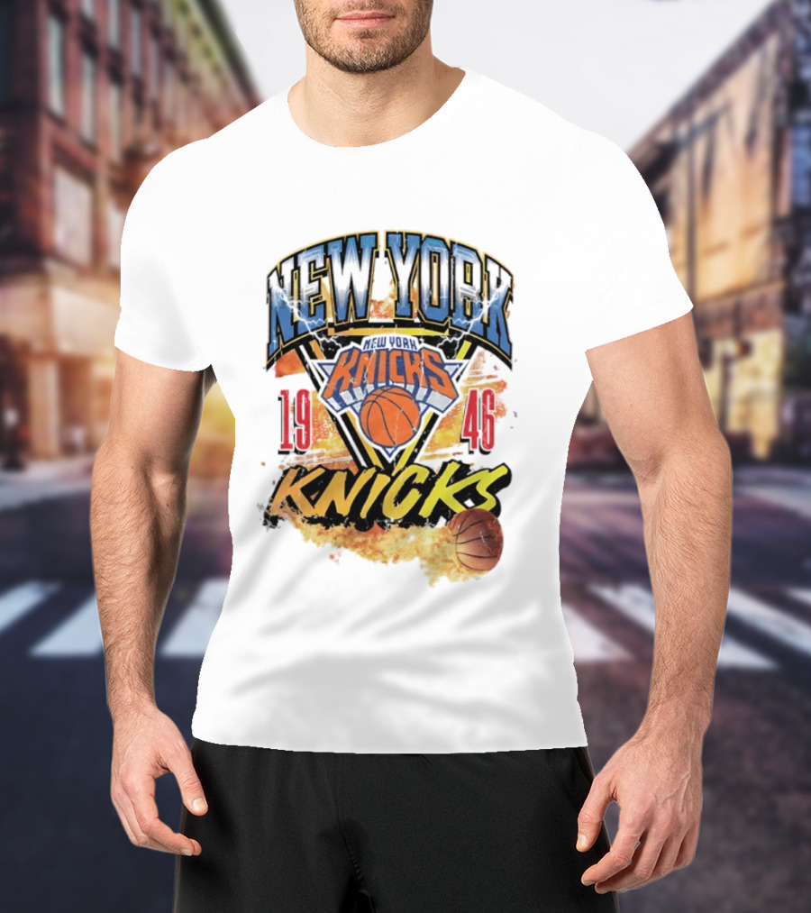 New York Knicks 1946 Basketball On Fire T-Shirt