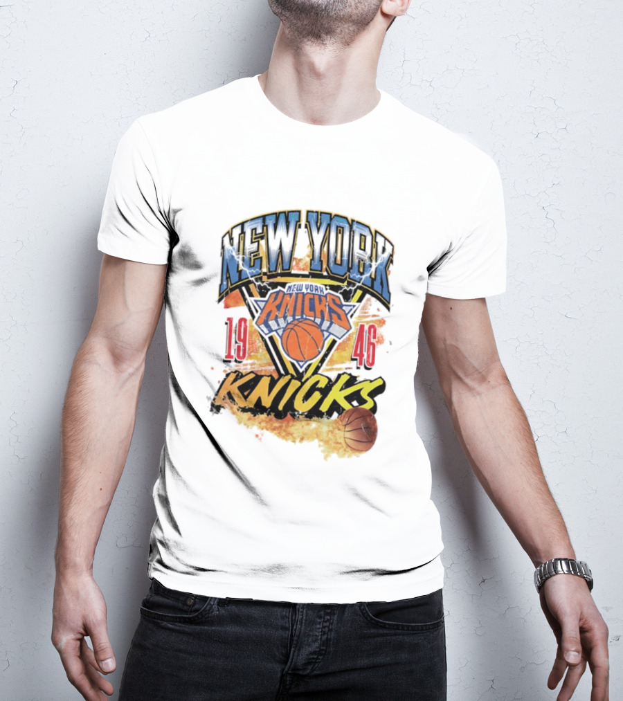 New York Knicks 1946 Basketball On Fire T-Shirt