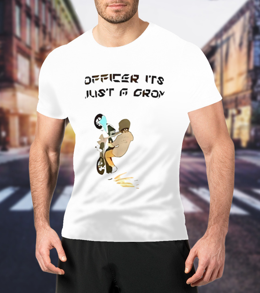Officer It's Just A Grom Motorcycle Stunt Racing T-Shirt