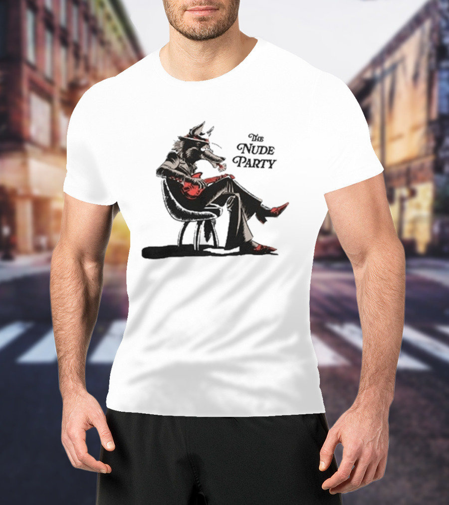 The Nude Party Wolf Playing Electric Guitar T-Shirt