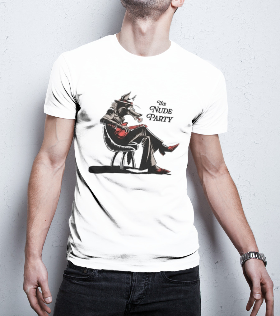 The Nude Party Wolf Playing Electric Guitar T-Shirt