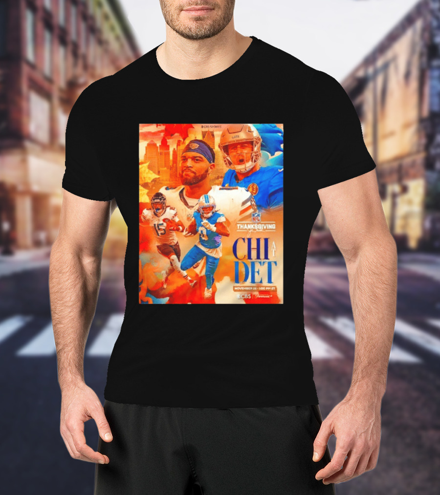 NFL Thanksgiving Day Game Chicago Bears Vs Detroit Lions Nov 26 CBS Sports T-Shirt