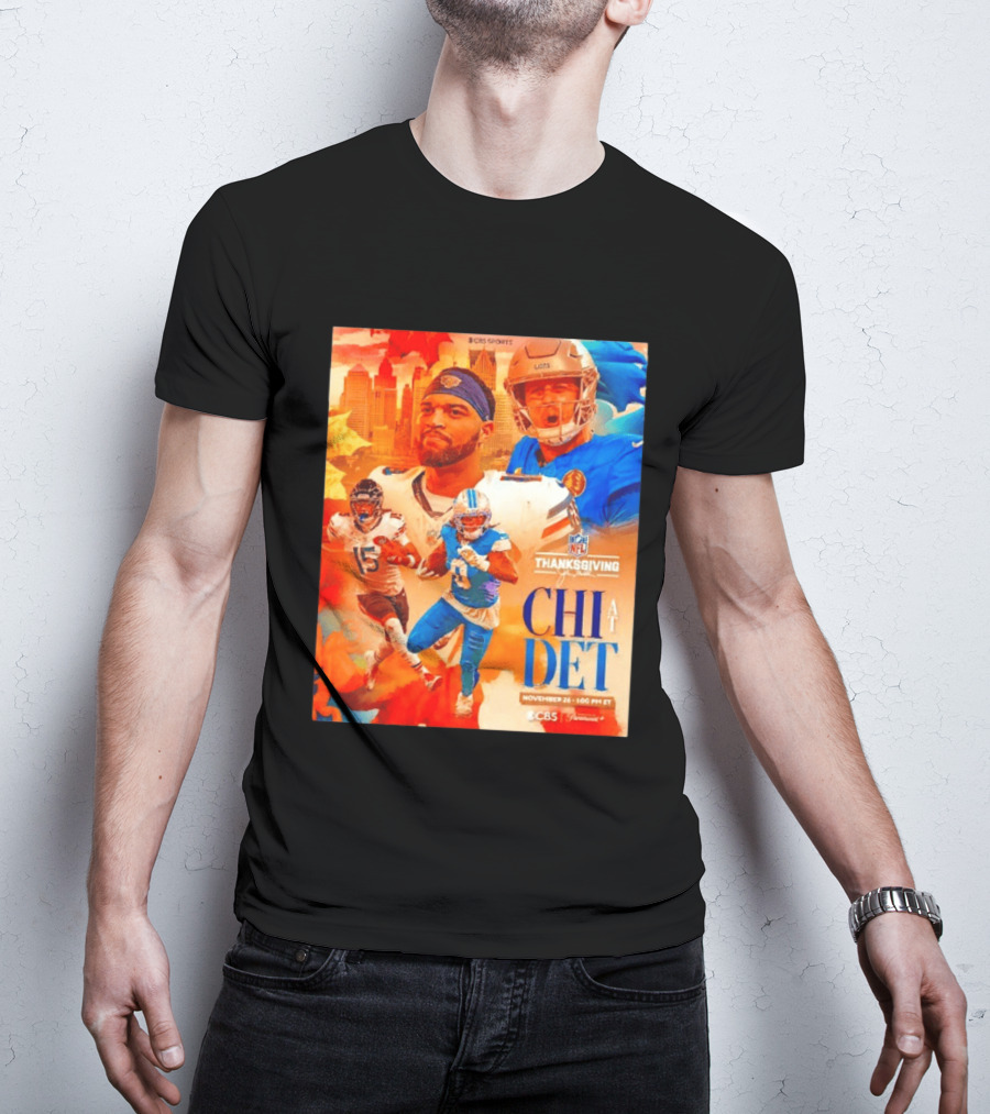 NFL Thanksgiving Day Game Chicago Bears Vs Detroit Lions Nov 26 CBS Sports T-Shirt