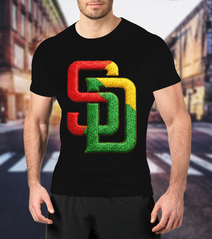 Padres African American Heritage 2026 Giveaway SD Red Gold Green T-Shirt