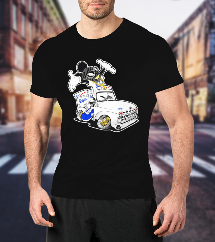 Los Angeles Dodgers Mickey Ice Cream Truck Sneaker Chain T-Shirt