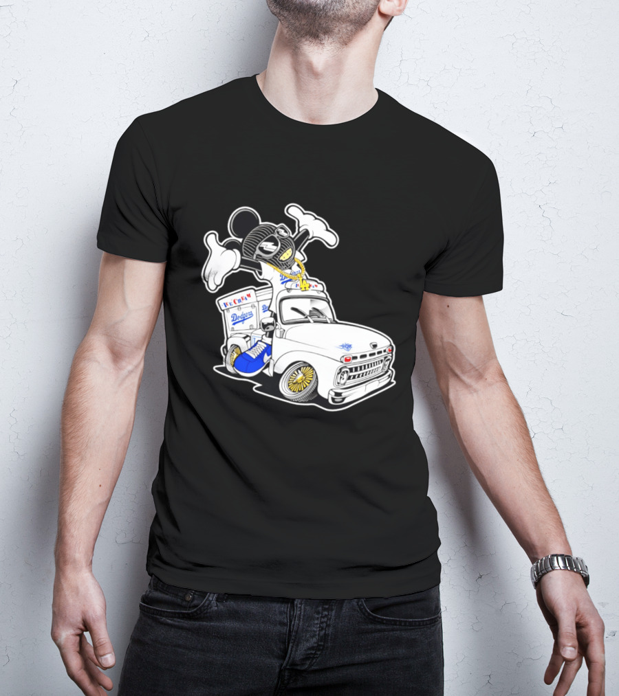 Los Angeles Dodgers Mickey Ice Cream Truck Sneaker Chain T-Shirt
