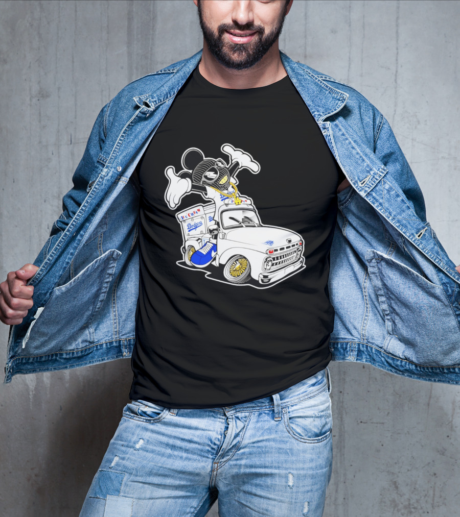 Los Angeles Dodgers Mickey Ice Cream Truck Sneaker Chain T-Shirt