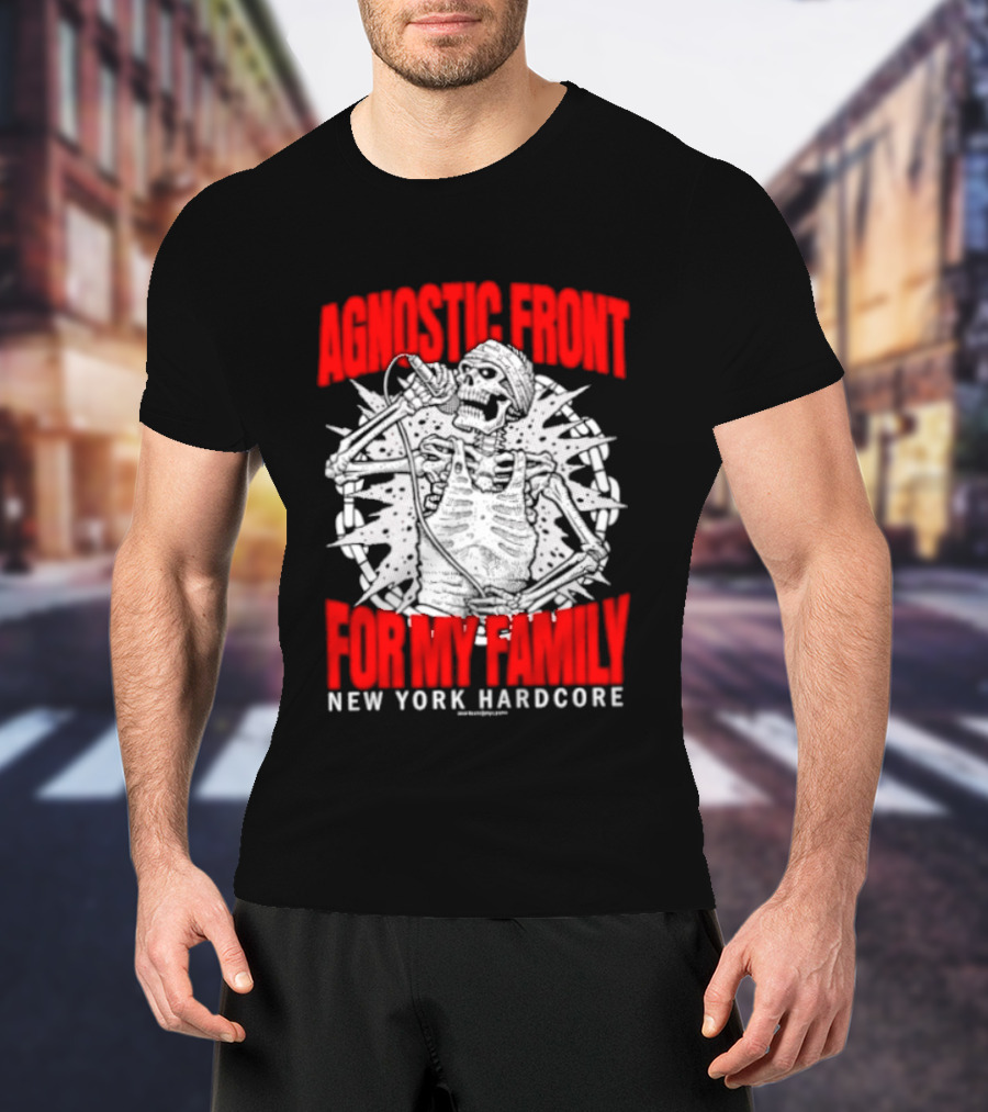 Agnostic Front Skeleton For My Family New York Hardcore T-Shirt