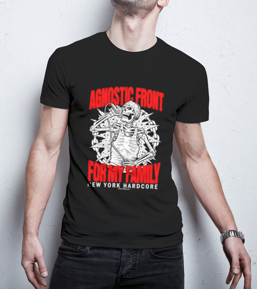 Agnostic Front Skeleton For My Family New York Hardcore T-Shirt