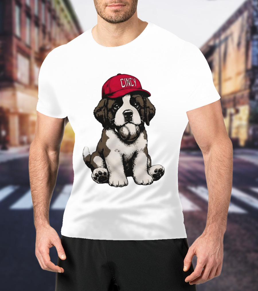 Cincinnati Reds Cincy Puppy Baseball Hat T-Shirt