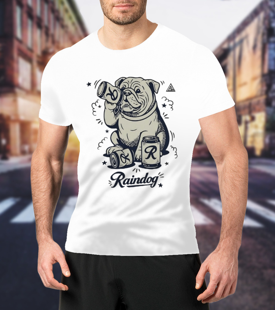 Raindog Bulldog Drinking R Can T-Shirt