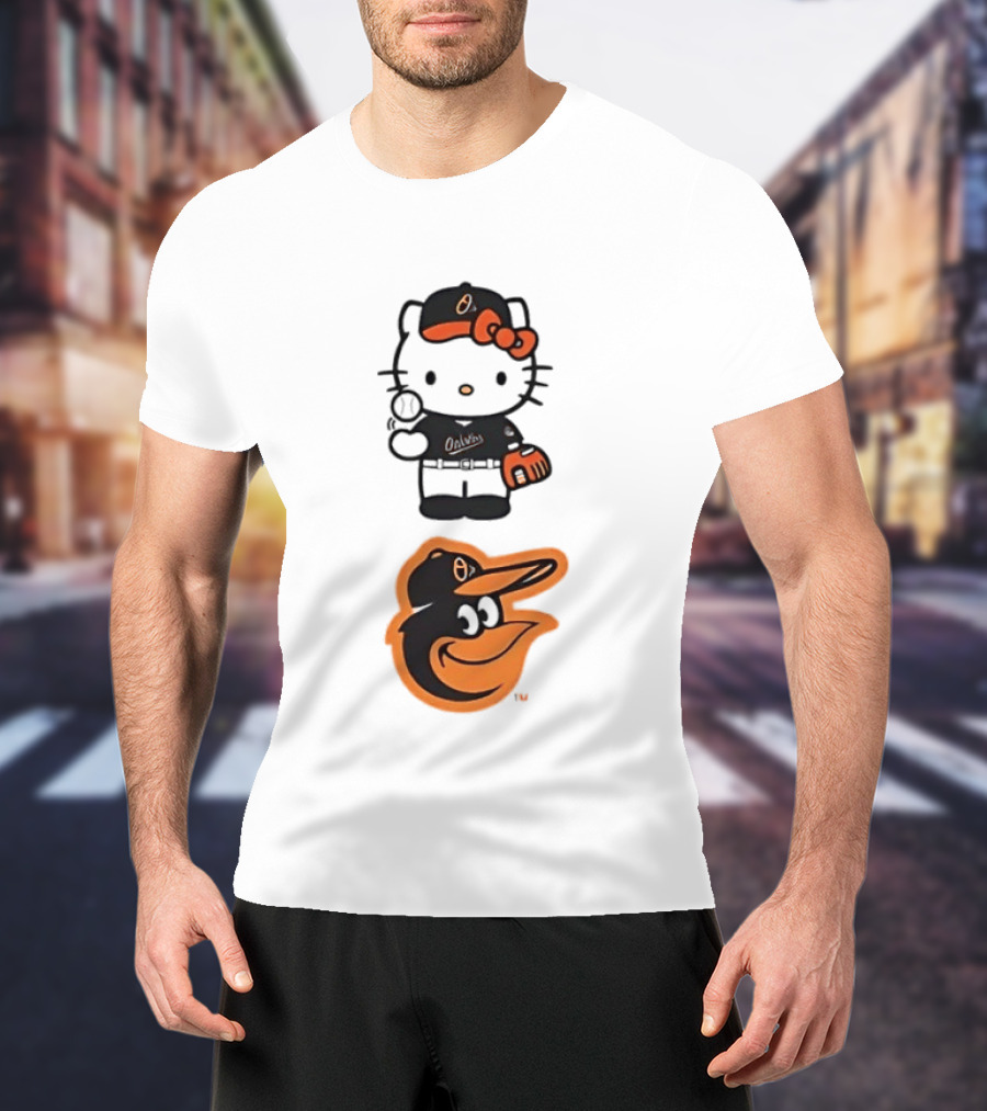Hello Kitty Baltimore Orioles Baseball Fan Merchandise T-Shirt