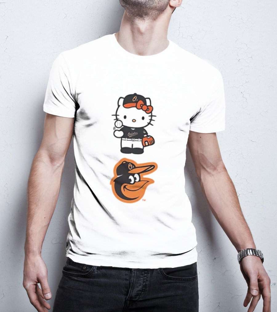 Hello Kitty Baltimore Orioles Baseball Fan Merchandise T-Shirt