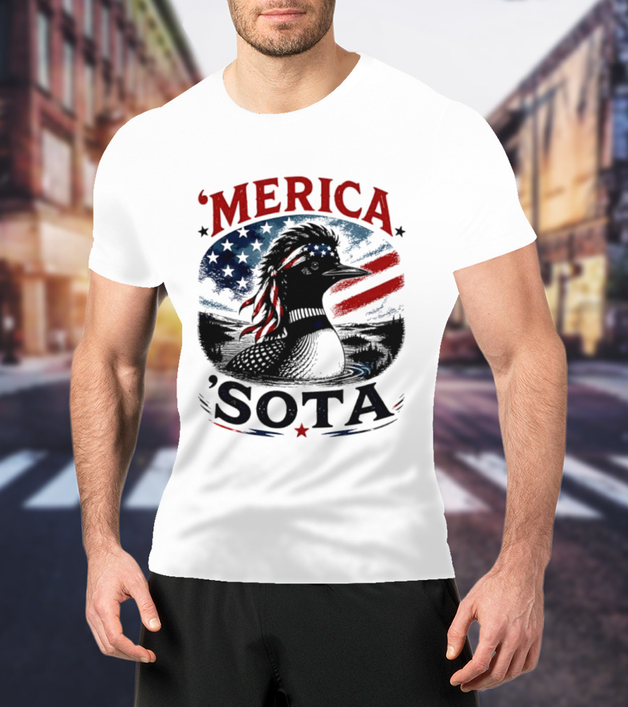 Merica 'Sota Loon Stars Stripes American Flag T-Shirt
