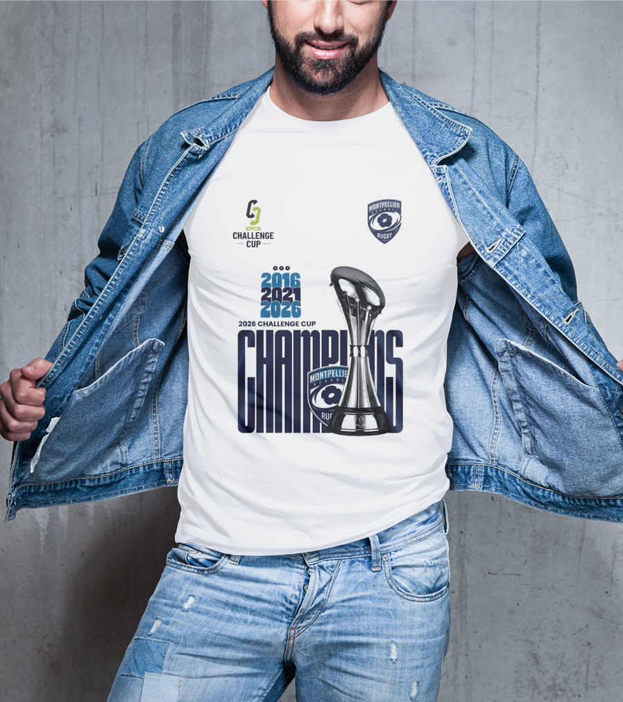 Montpellier Herault Champions European Rugby Challenge Cup 2016 2021 2026 T-Shirt
