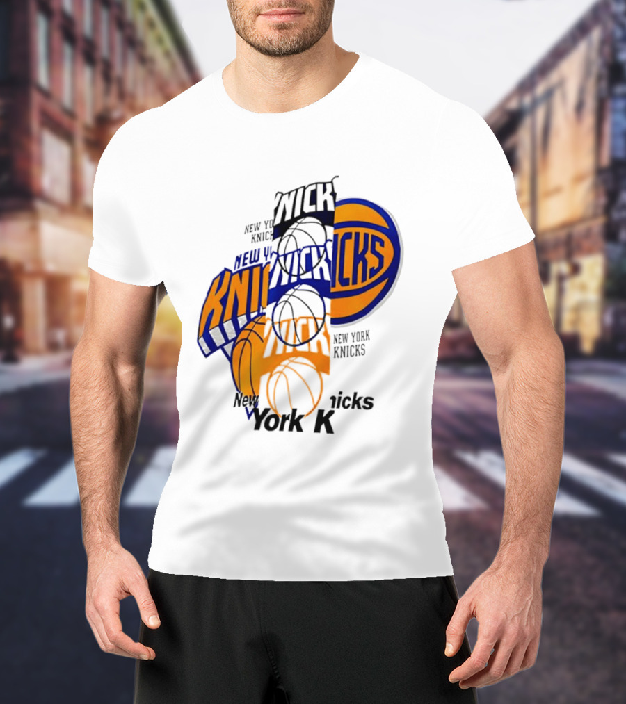 New York Knicks Basketball Collage Fragmented T-Shirt