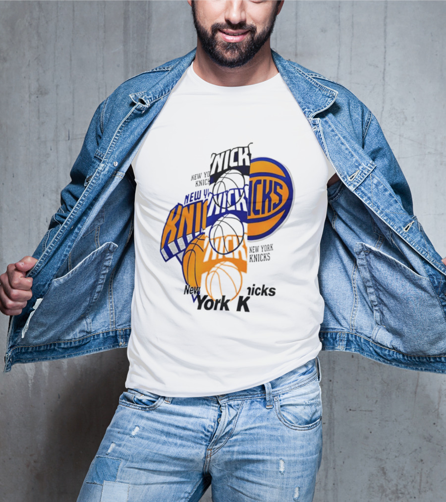 New York Knicks Basketball Collage Fragmented T-Shirt