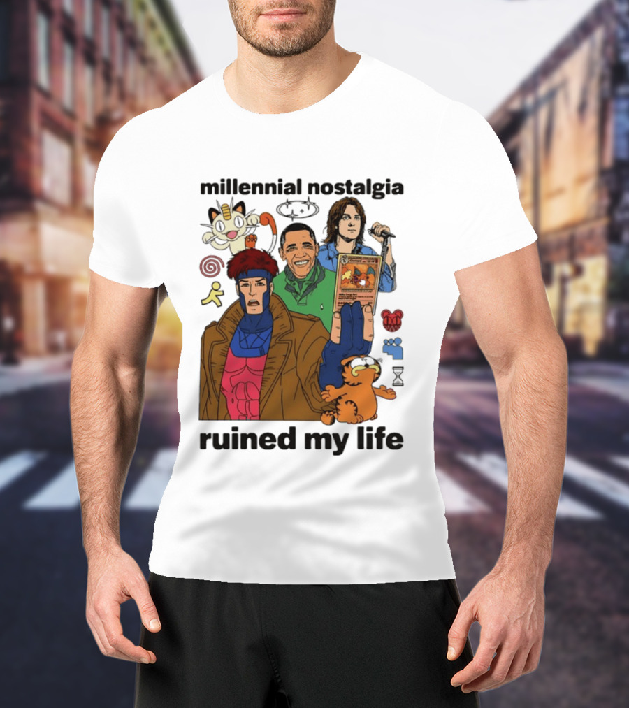 Millennial Nostalgia Obama Gambit Pokémon Yu Gi Oh Ruined My Life T-Shirt