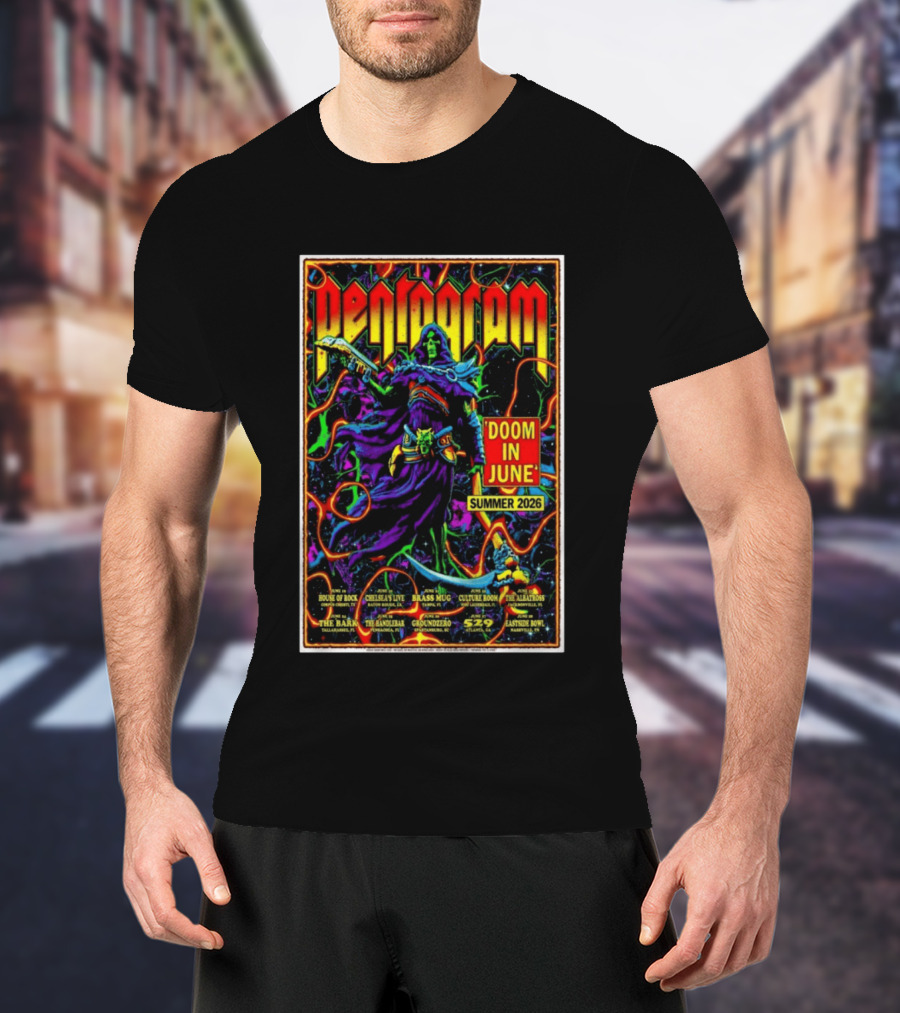 Pentagram Doom In June Summer 2026 Tour House Of Rock Chelsea's Live Brass T-Shirt