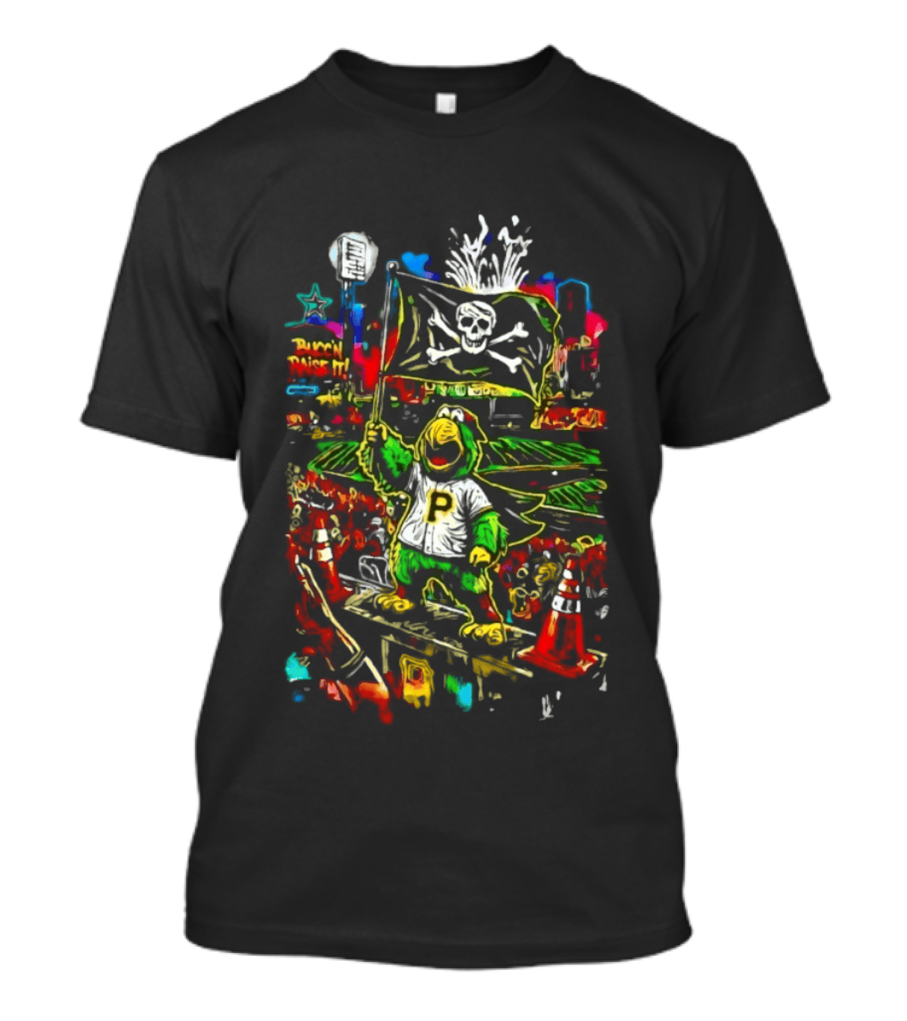 Pirate Parrot Pittsburgh Pirates Bucc'n Raise It Skull Flag T-Shirt