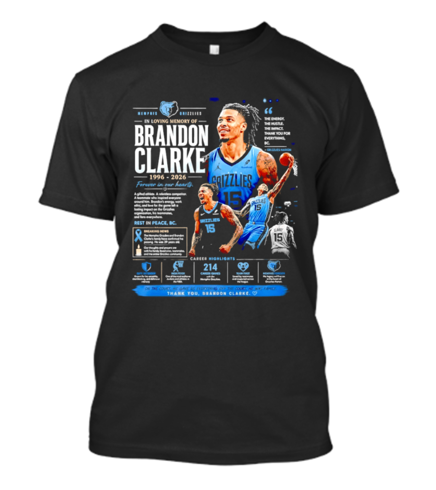Rip Brandon Clarke Of The Memphis Grizzlies T-Shirt