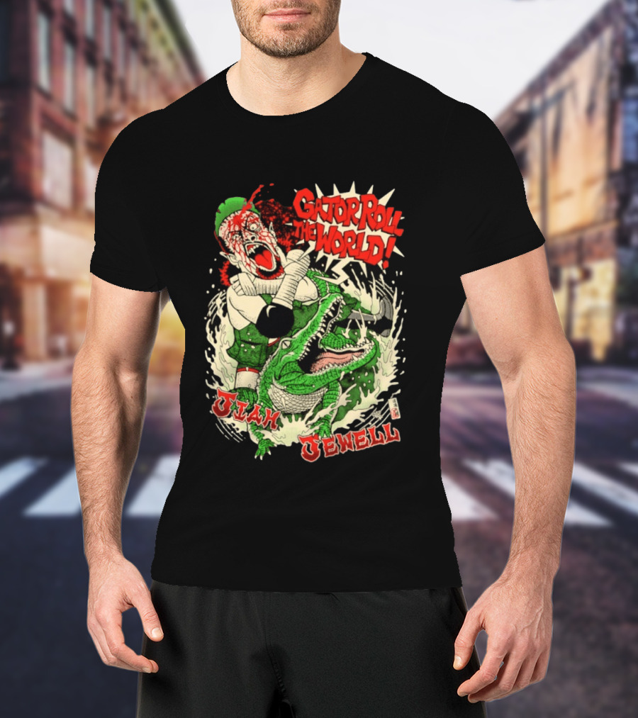 Gator Roll The World Jiah Jewell Wrestling Alligator Comic T-Shirt