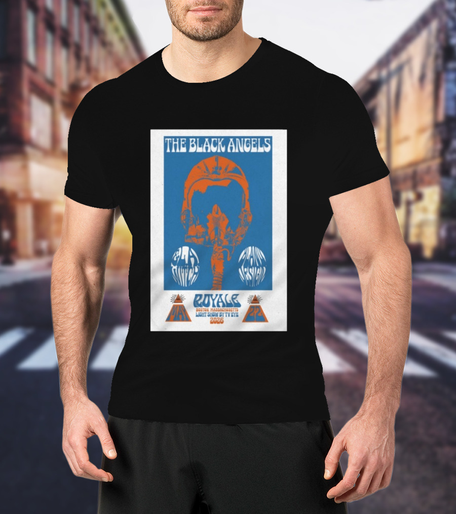 The Black Angels Royale Boston MA May 22 2026 Light Show By TV Eye Psychedelic Helmet T-Shirt