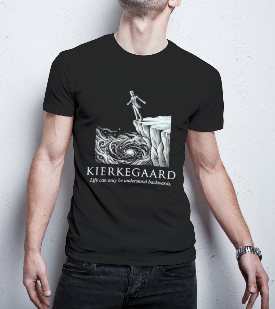 Kierkegaard Life Can Only Be Understood Backwards Cliff Edge T-Shirt