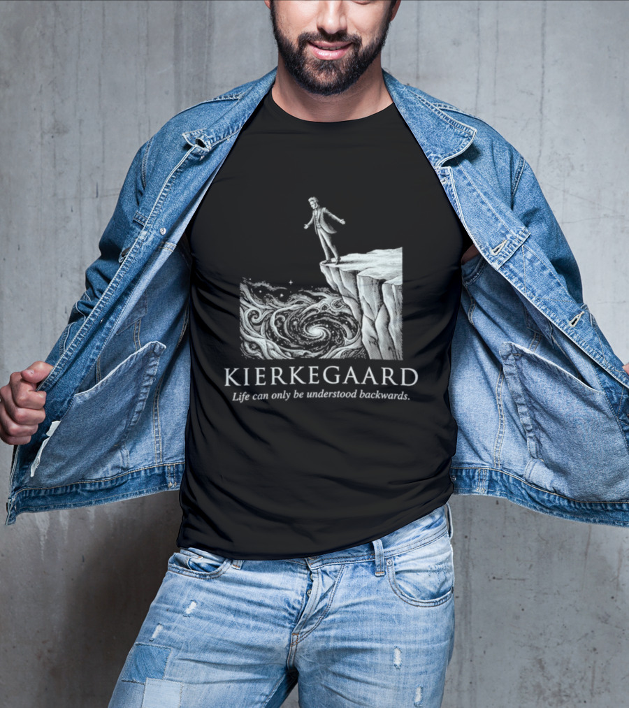 Kierkegaard Life Can Only Be Understood Backwards Cliff Edge T-Shirt