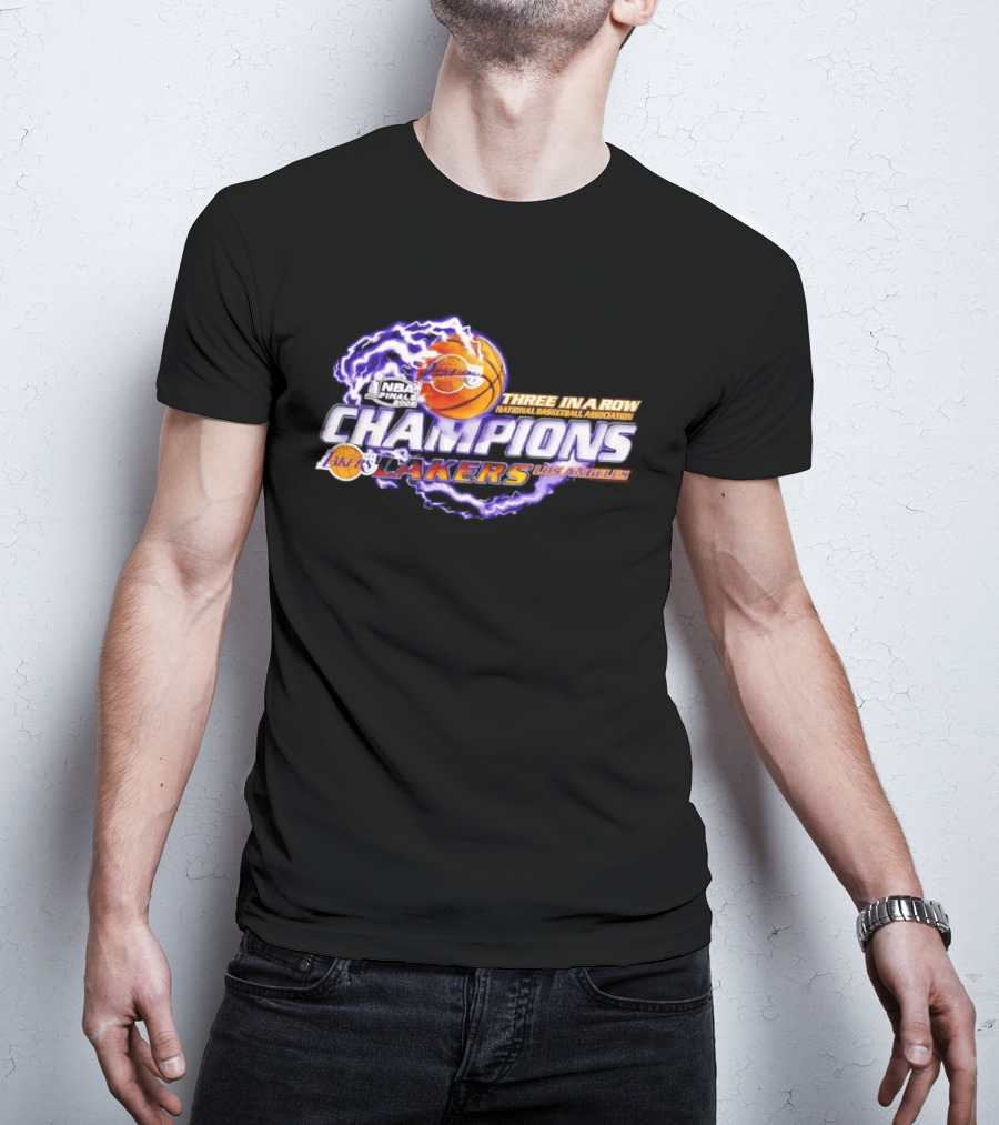 NBA Champions Los Angeles Lakers Three In A Row National Basketball Association T-Shirt
