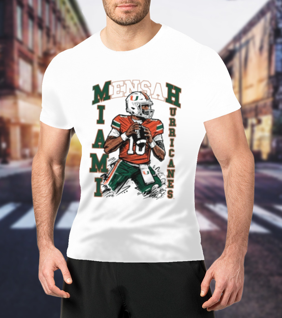 Mensah Miami Hurricanes Football Player Sketch T-Shirt