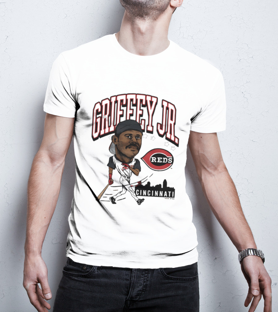 Cincinnati Reds Griffey Jr Caricature Tri Blend T-Shirt