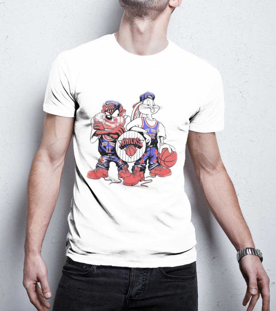 Officila Looney Tunes Bugs Bunny Taz Knicks NYK Basketball T-Shirt