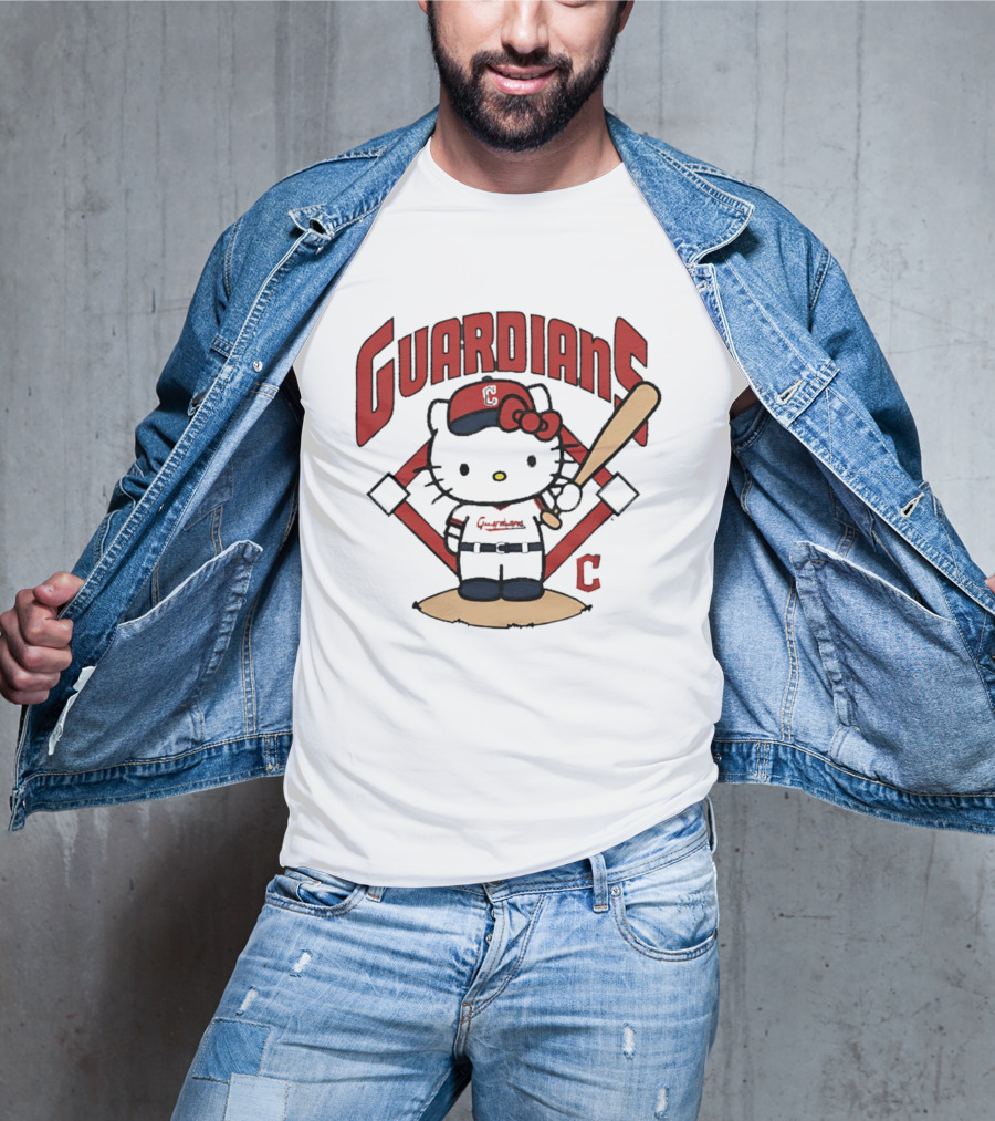 Hello Kitty Cleveland Guardians MLB 2026 Cartoon Collaboration T-Shirt