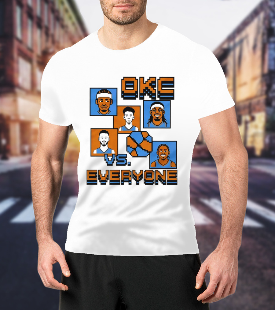 Oklahoma City Thunder OKC Vs Everyone 8 Bit Basketball Pixel Art Characters T-Shirt