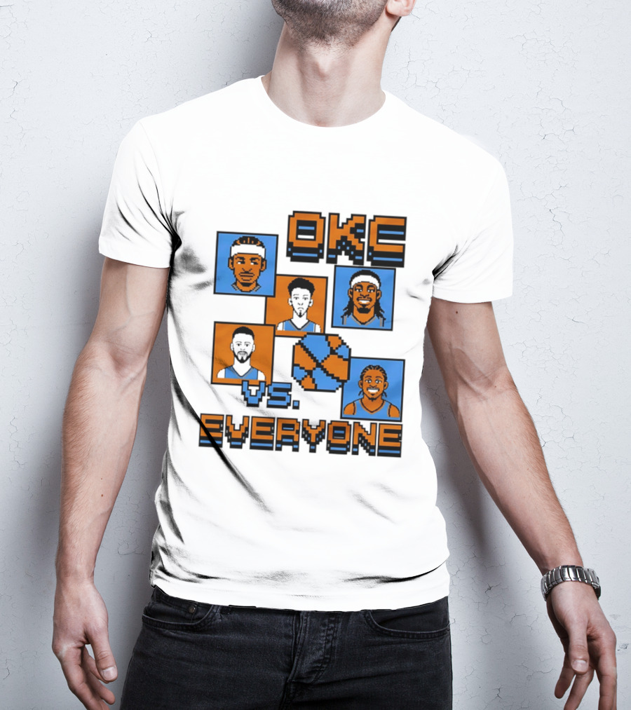 Oklahoma City Thunder OKC Vs Everyone 8 Bit Basketball Pixel Art Characters T-Shirt