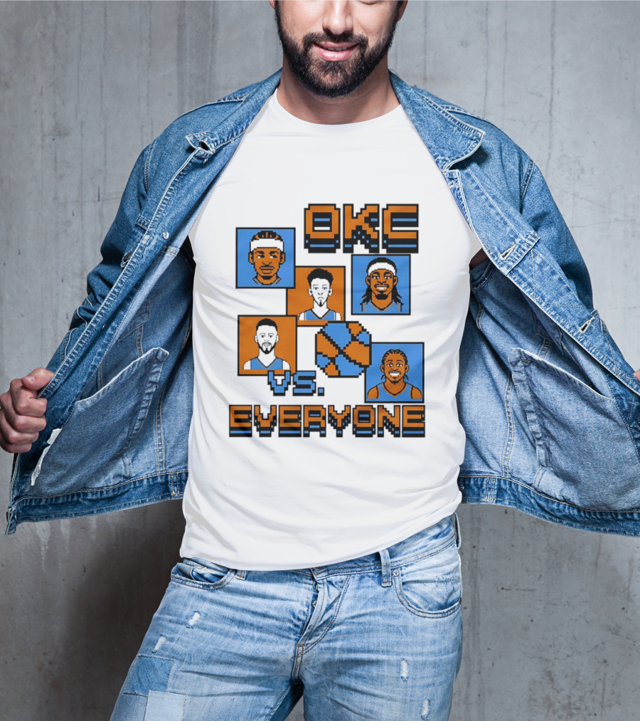 Oklahoma City Thunder OKC Vs Everyone 8 Bit Basketball Pixel Art Characters T-Shirt