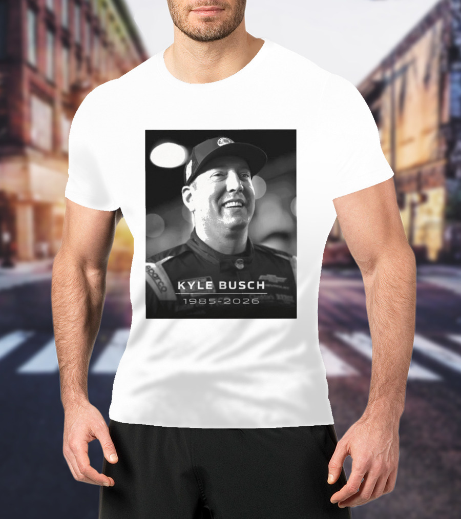 Kyle Busch 1985 2026 Racing Tribute Black And White T-Shirt
